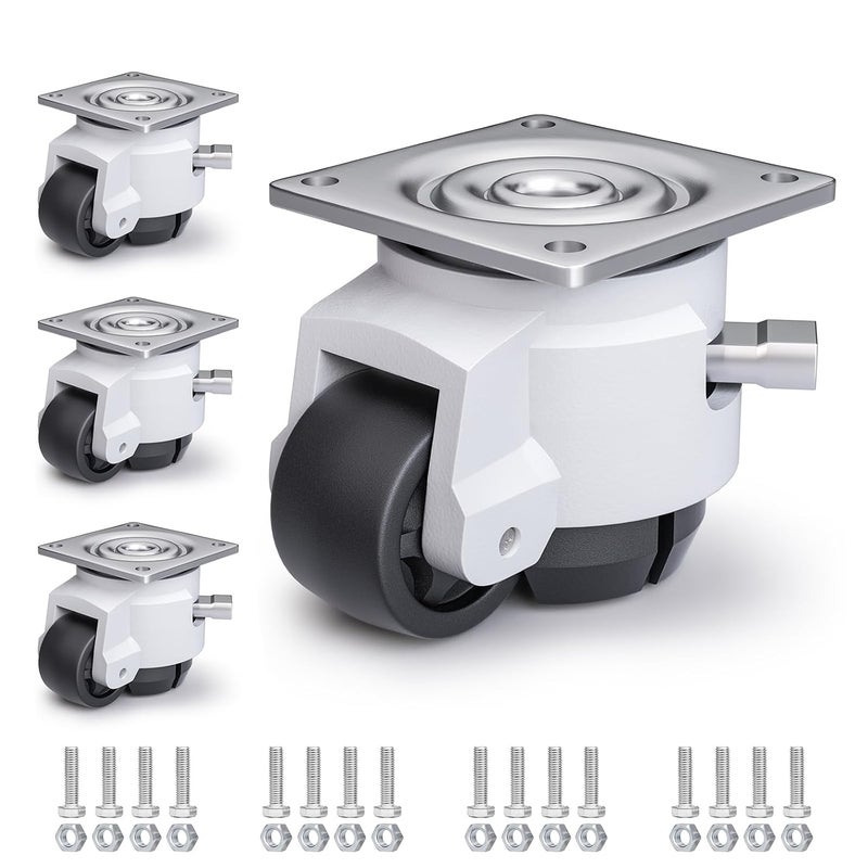 ANDUTEES Leveling Casters Heavy Duty with Upgraded Ratchet Handle Design, Adjustable Retractable Casters Set of 4, Swivel Industrial Castor Wheels for Workbench (80F, 4400 Lbs Capacity, Black) - Image 1